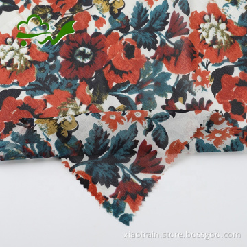 100d billigt tryckt polyester chiffong klänning tyg